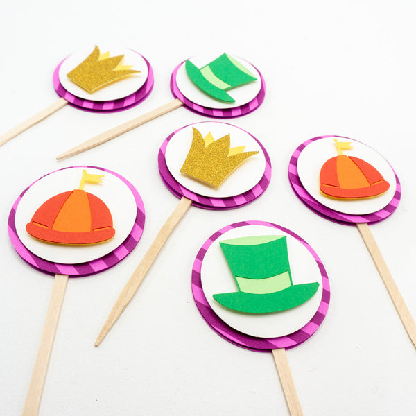 Hats of Alice in Wonderland Cupcake Toppers