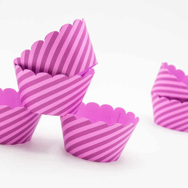 Cheshire Cat Pink Striped Cupcake Wrappers