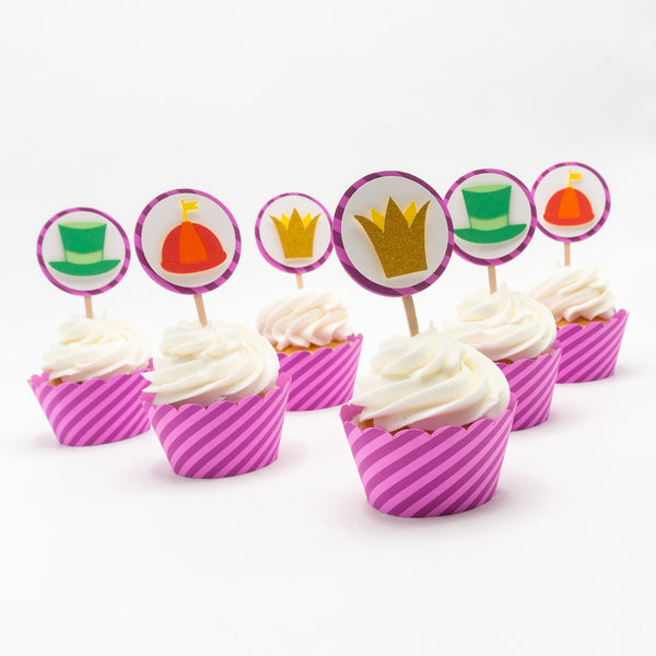 Cheshire Cat Pink Striped Cupcake Wrappers