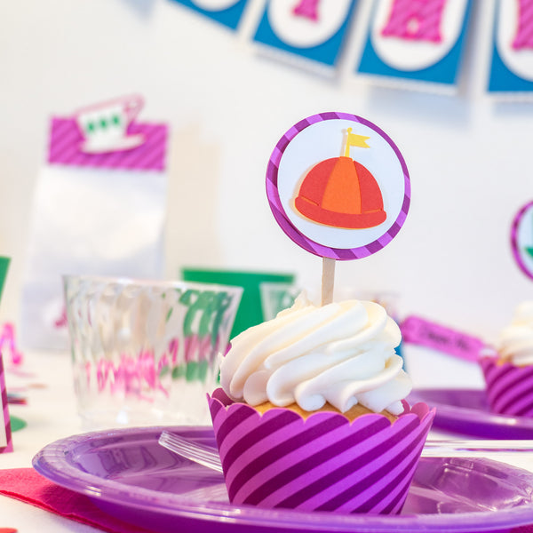 Cheshire Cat Pink Striped Cupcake Wrappers