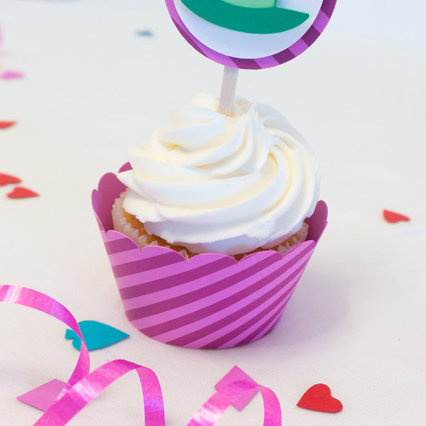 Cheshire Cat Pink Striped Cupcake Wrappers