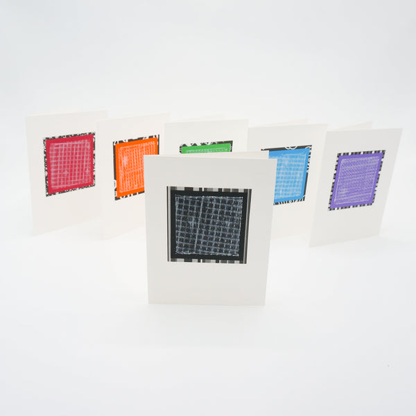blank notecards - crayon rubbings on colorful paper