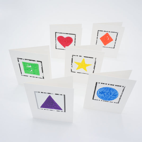 blank notecards - primary color potato print shapes