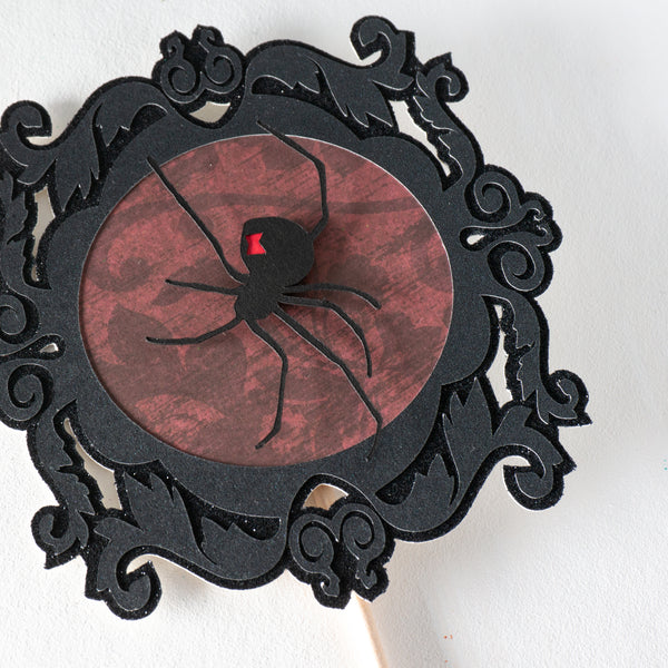 Black Widow Spider Portrait Centerpiece Stick