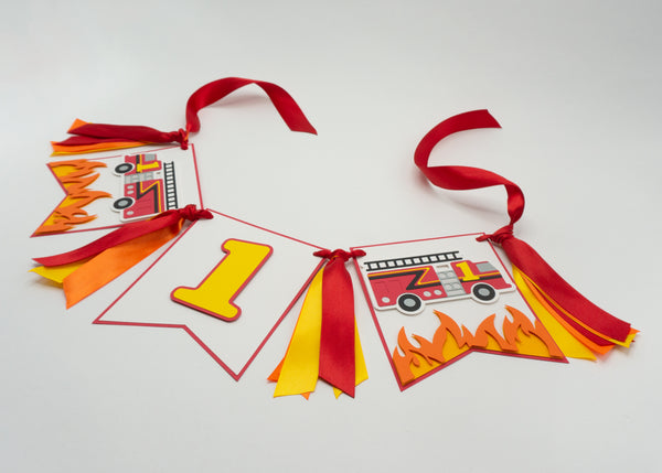 Firefighter 1st Birthday High Chair Banner