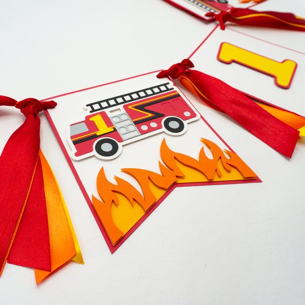 Firefighter 1st Birthday High Chair Banner