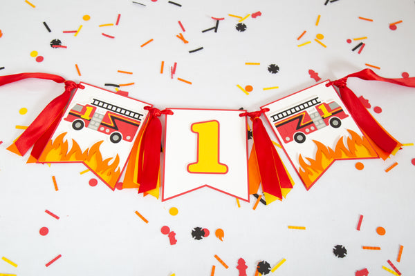 Firefighter 1st Birthday High Chair Banner