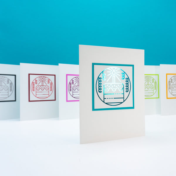 Metallic Birthday Cake Birthday Cards