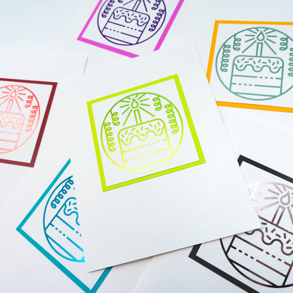 Metallic Birthday Cake Birthday Cards