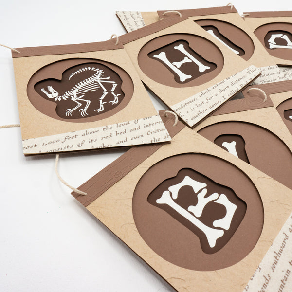 Old-timey Fossil Dig "Happy Birthday" Banner