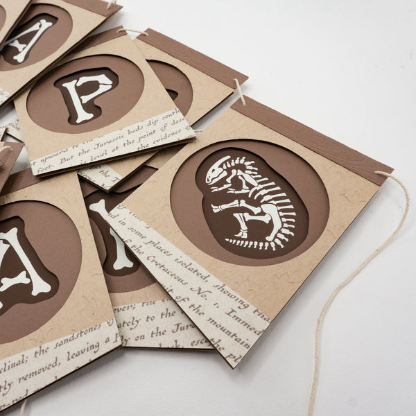 Old-timey Fossil Dig "Happy Birthday" Banner