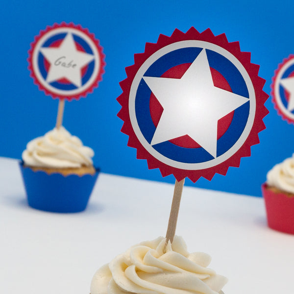Red, White, and Blue Cupcake Toppers