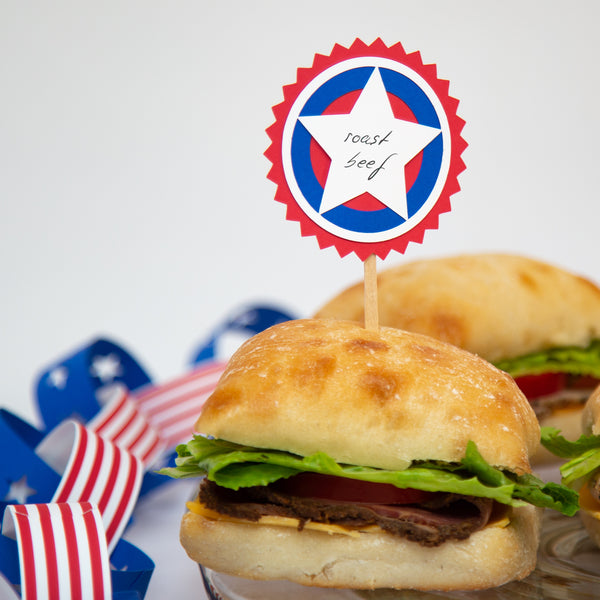 Red, White, and Blue Cupcake Toppers