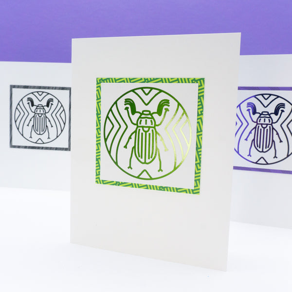 Metallic June Beetle Line Drawing Notecards