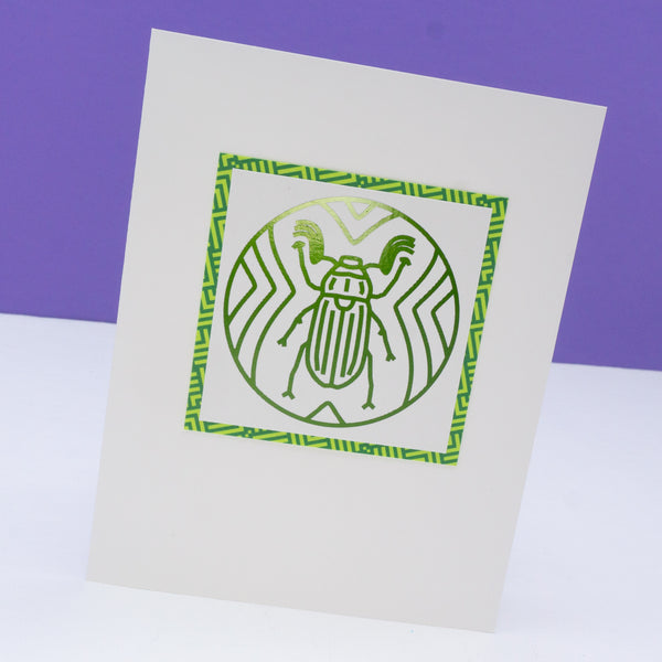 Metallic June Beetle Line Drawing Notecards