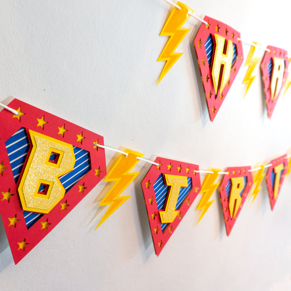 Handcrafted Superhero Birthday Banner