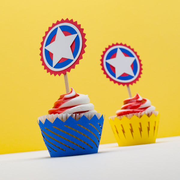 Handcrafted Superhero Cupcake Wrappers