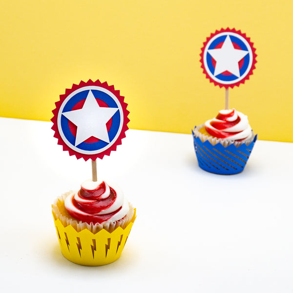 Handcrafted Superhero Cupcake Toppers