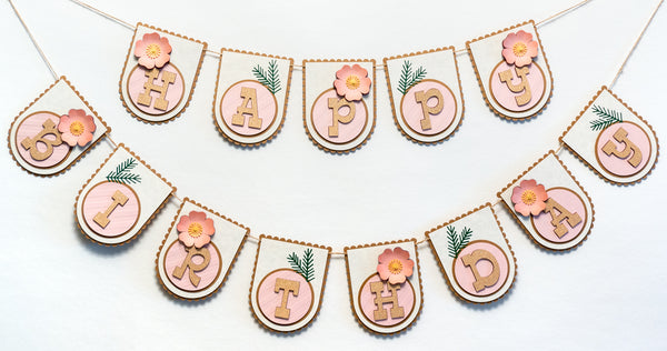 Wild Rose Happy Birthday Banner