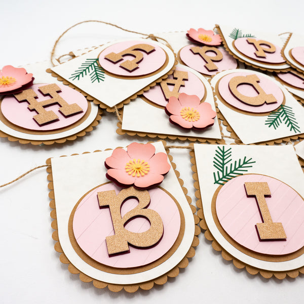 Wild Rose Happy Birthday Banner