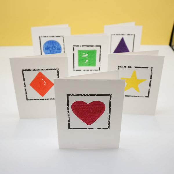 blank notecards - primary color potato print shapes