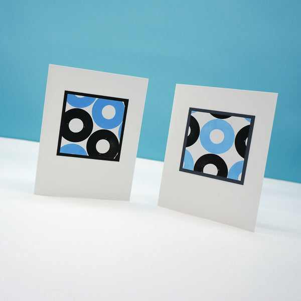 blank notecards - stamped black and turquoise circles