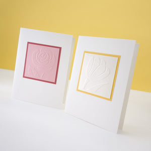 blank notecards - hand-embossed rose and tulip