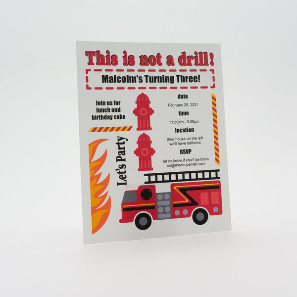 Firefighter Party Invitation