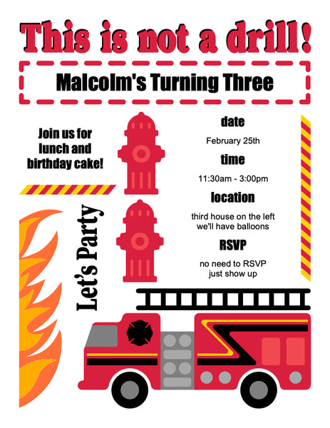 Firefighter Party Invitation