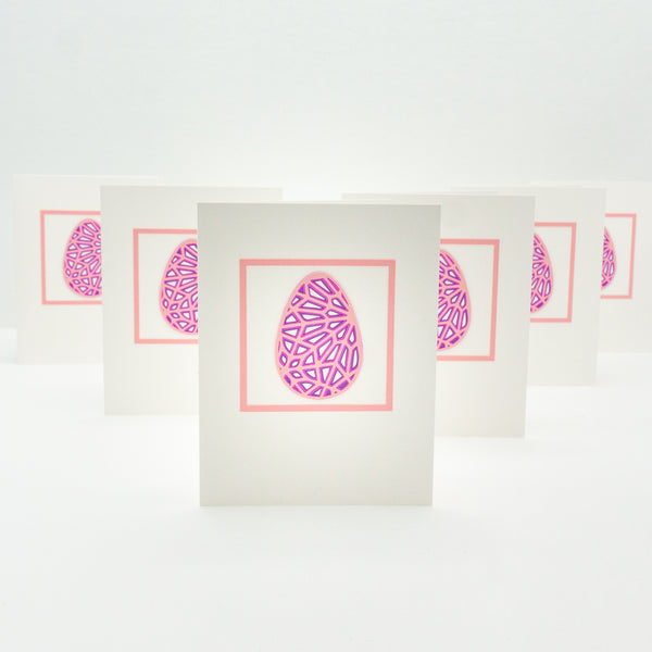 Layered Pink Easter Egg Notecards