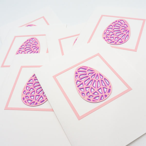 Layered Pink Easter Egg Notecards